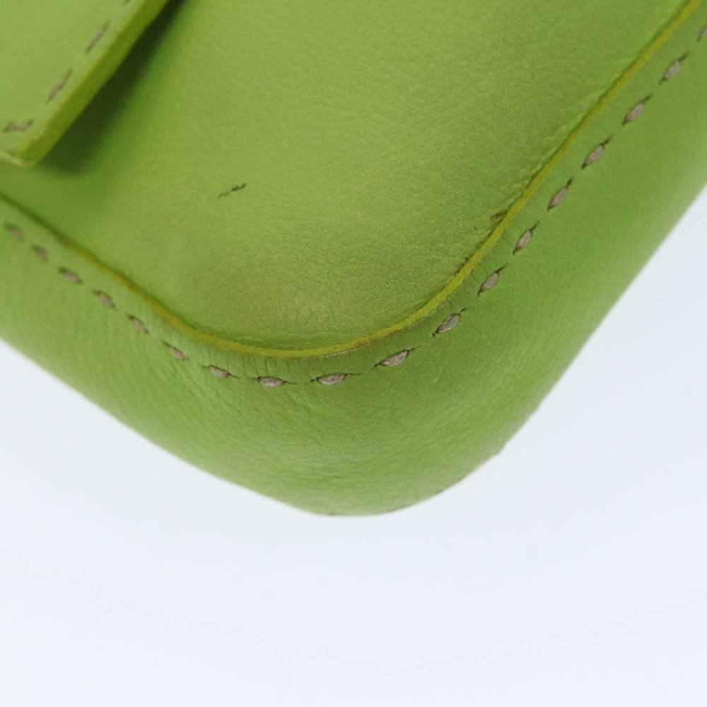FENDI Celeria Mamma Baguette Shoulder Bag Leather Green Auth yk12521 - Picture 15 of 16